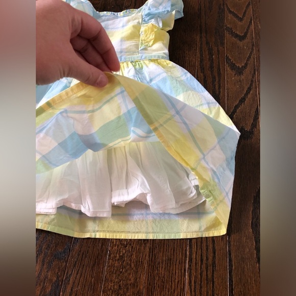 *EUC* Tommy Bahama Girls 3T Blue/Yellow/White Flutter Sleeve A-Line Summer Dress - Picture 4 of 10